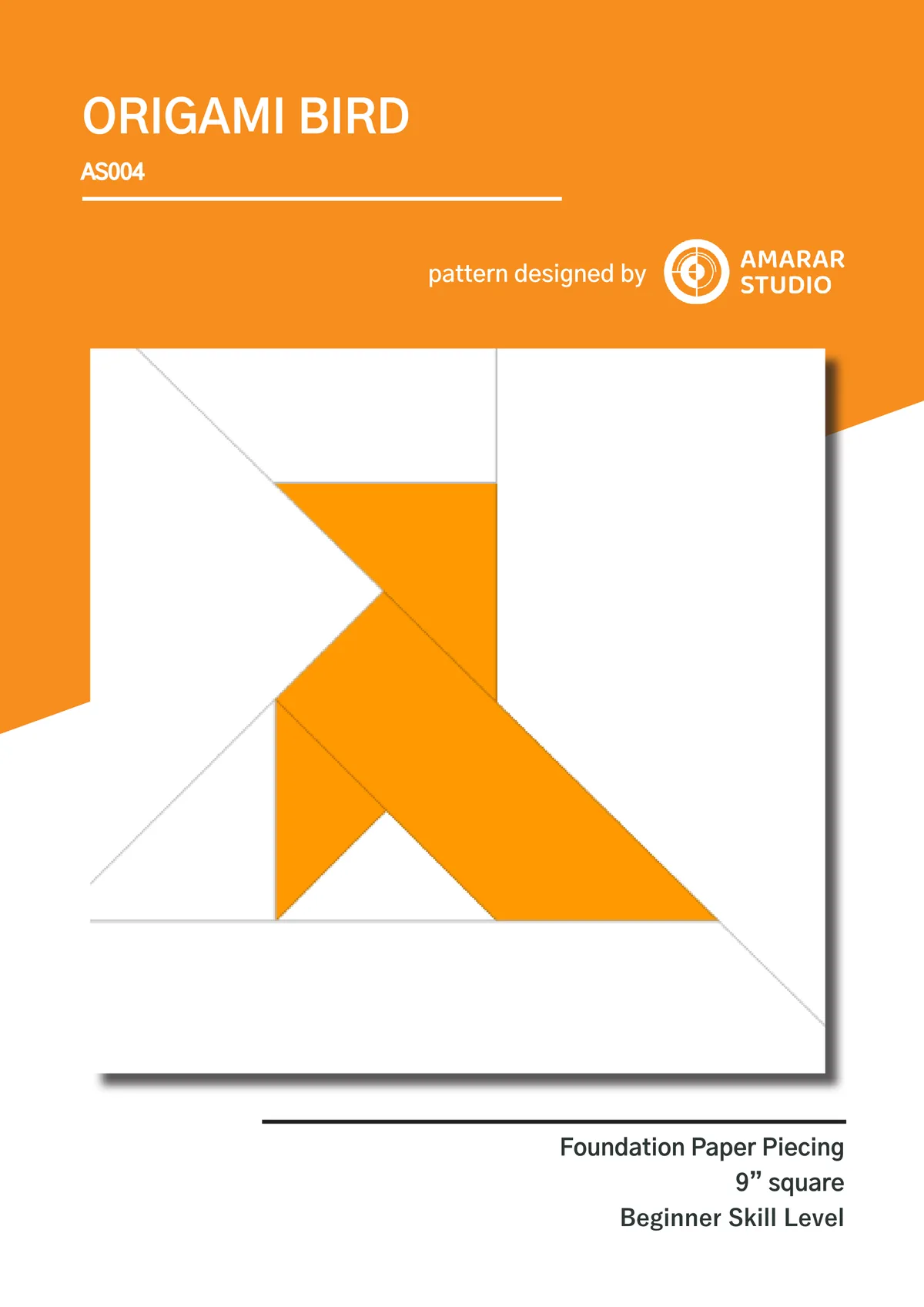Cover of the free Origami Bird foundation paper piecing pattern by Quiltilus