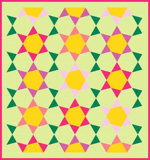 Starlike quilt pattern by Quiltilus colored in QuiltInk, version 3