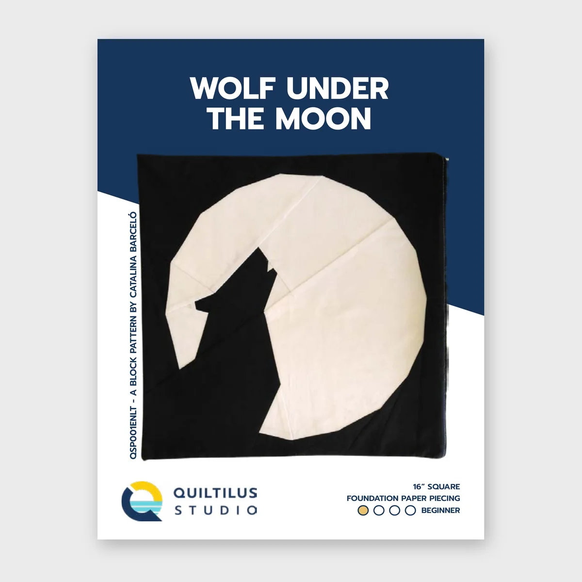 Wolf Under the Moon Quilt Block Pattern, Foundation Paper Piecing PDF, cover QSP001ENLT
